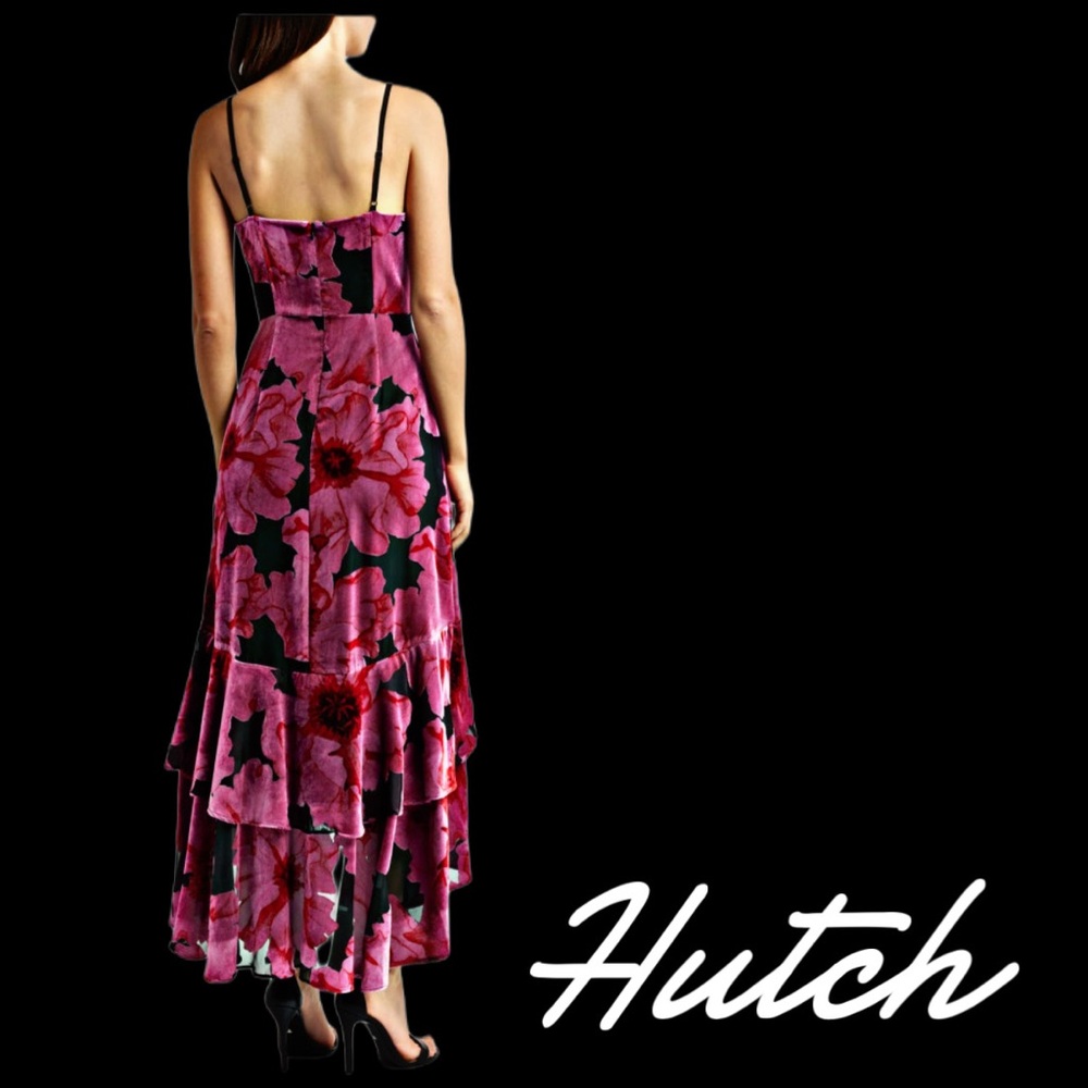 NWOT Sample Hutch Floral Velvet Burnout High-Low Dress Pink Black Estimate Sz. 4 - Picture 5 of 11